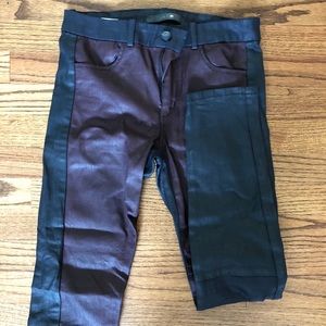 Joe’s waxed two tone maroon and black jeans